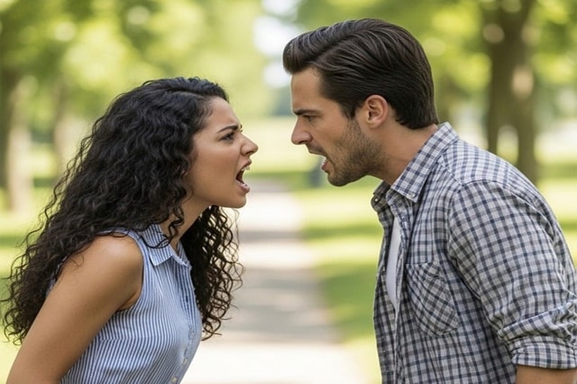 遺産分割を巡り争う家族の図